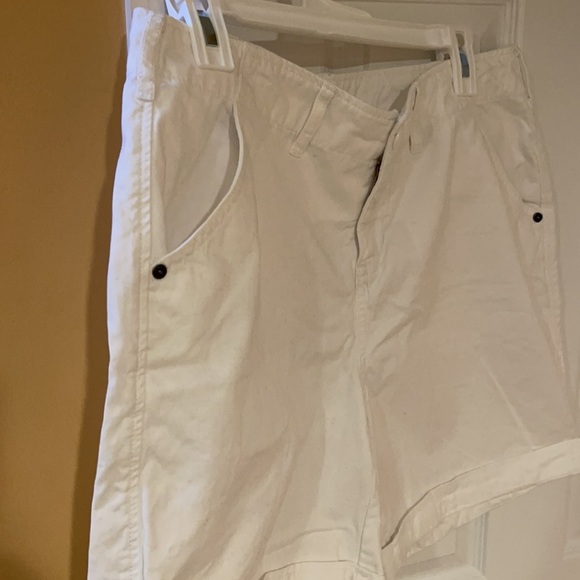 White Zip Fly Shorts - Picture 4 of 5